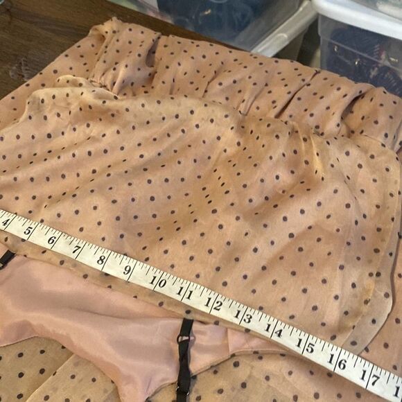 A9 Sugarlips Tan Brown Polka Dot High Neck Hi Low Maxi Dress Size XS EUC - Picture 6 of 9